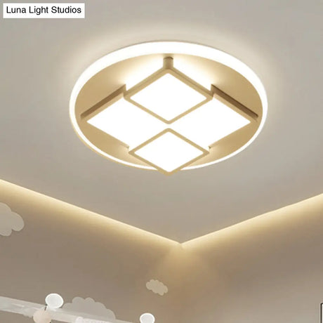 Nordic Pink/White Led Ceiling Light For Bedroom - Square Acrylic Flush Mount