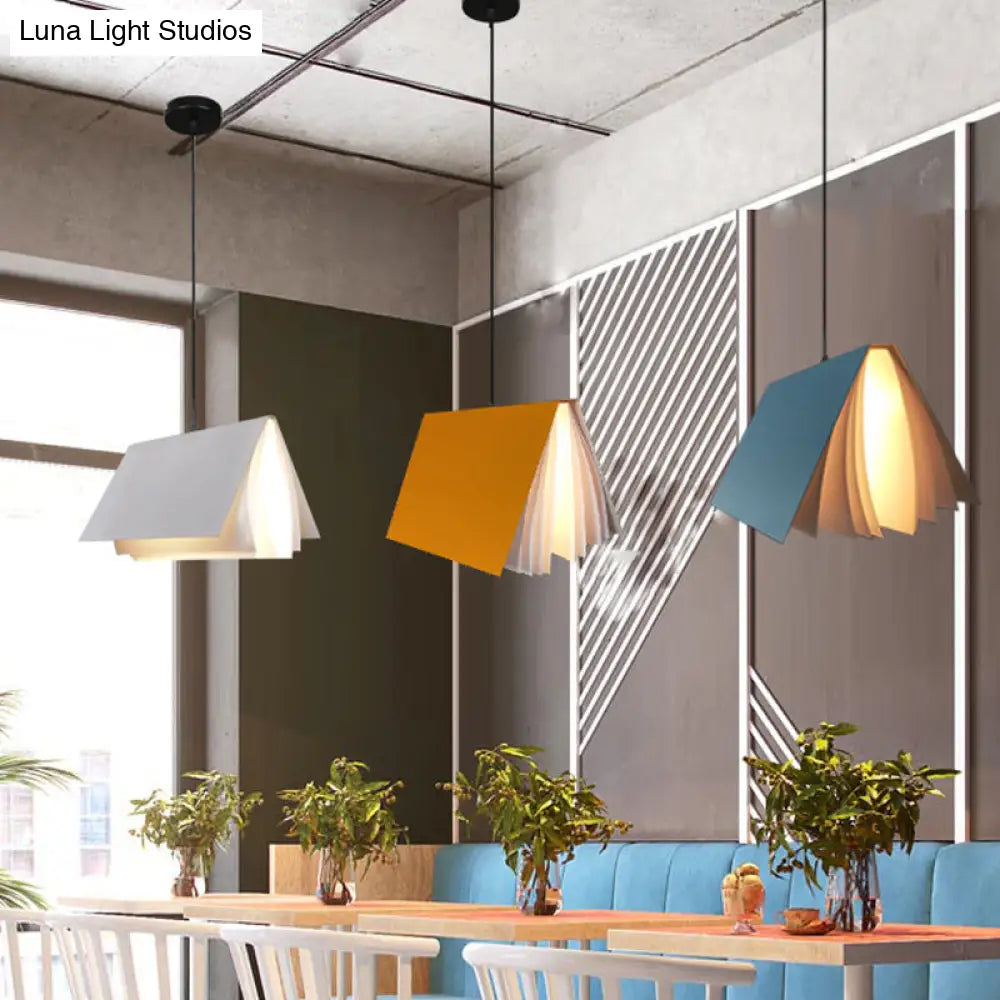 Nordic Plastic Pendant Ceiling Light: Modern 1-Bulb Book-Inspired Hanging Lamp For Living Room