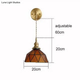 Nordic Retro Glass Copper Wall Lamp Brown Lamps