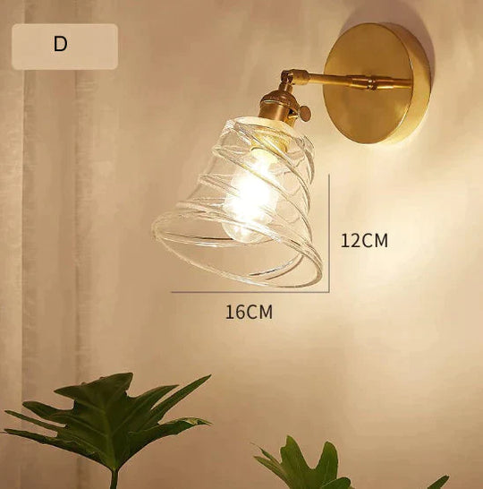 Nordic Retro Livingroom Bedroom Bedside Full Copper Wall Lamp D / No Light Bulb Copper Wall Lamps