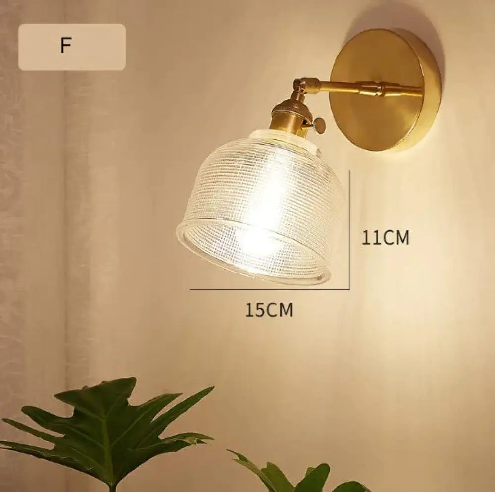 Nordic Retro Livingroom Bedroom Bedside Full Copper Wall Lamp F / No light bulb Copper Wall Lamps