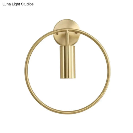 Nordic Ring Metal Sconce Light Fixture - 1 Wall Lamp In Black/Gold For Bedroom 11/14 Wide