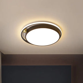 Nordic Round Acrylic Flush Mount Led Light Fixture - 16’/19.5’ Wide Black For Bedroom / 16’