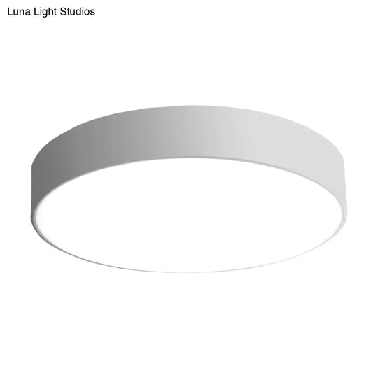 Nordic Short Drum Ceiling Flush Led Light In Black/White 16’/19.5’ Diameter