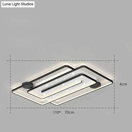 Nordic Simple Light Luxury Atmosphere Square Living Room Bedroom Ceiling Lamp Ceiling