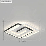 Nordic Simple Light Luxury Atmosphere Square Living Room Bedroom Ceiling Lamp Black / A Tri-Color