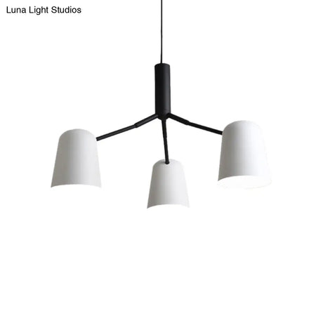 Nordic Simple Pendant Light: Iron Bell Shade Chandelier For Study Room - Black & White