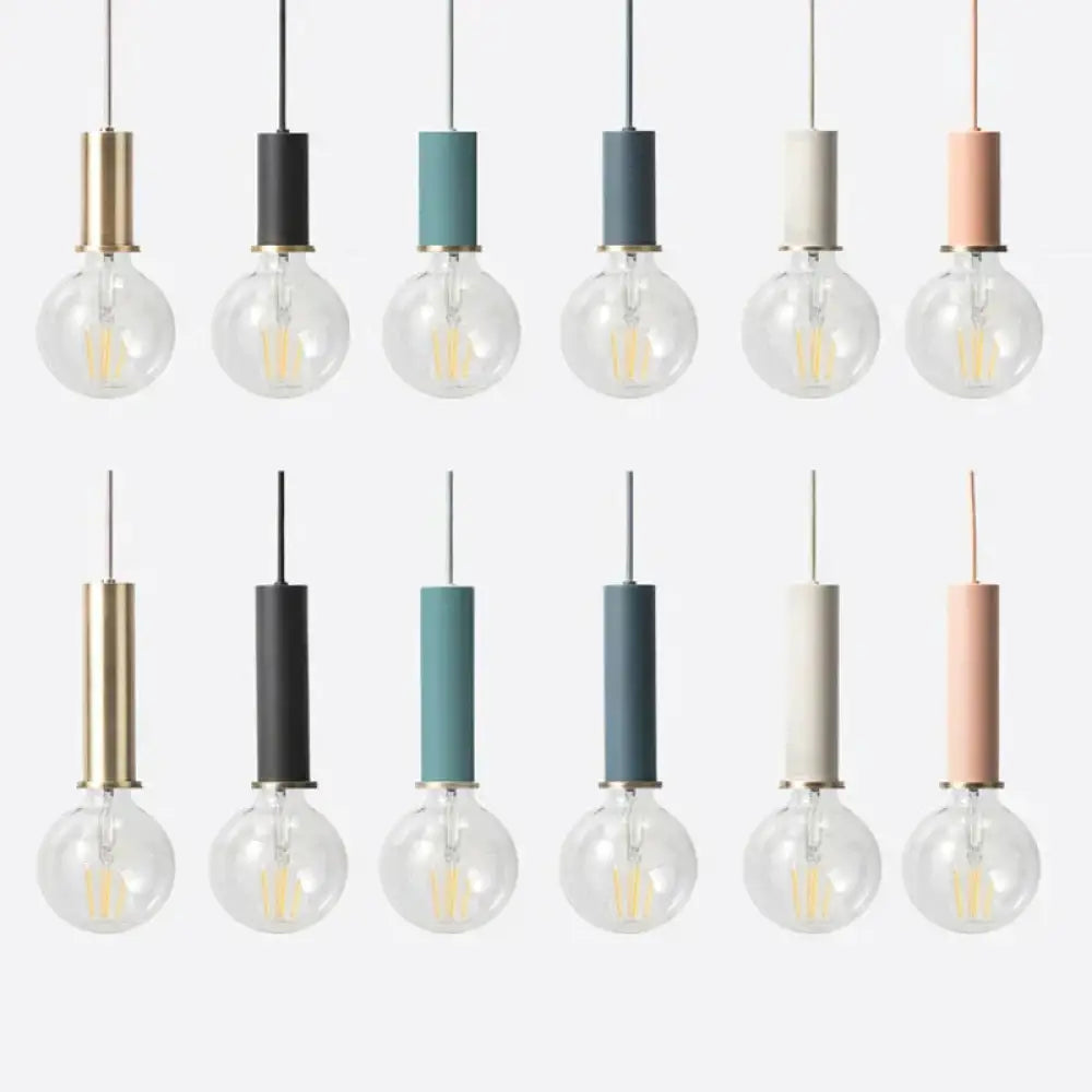 Nordic Simple Pendant Lights Suspension Aluminum Tube E27 Lamps Holder Dining Table Kitchen Bedside