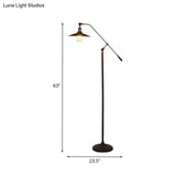 Nordic Single Bulb Metallic Cone Floor Lamp With Swing Arm And Black Finish Stand

Or

Swing