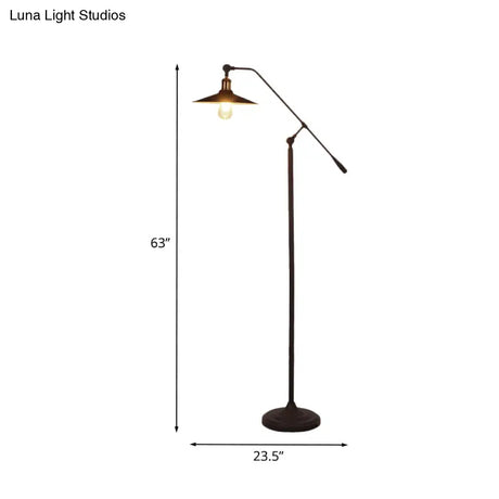 Nordic Single Bulb Metallic Cone Floor Lamp With Swing Arm And Black Finish Stand

Or

Swing