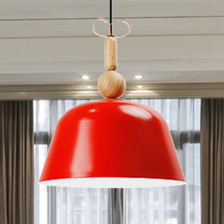Nordic Single Head Pendant Lamp - Bright-Colored Metallic Ceiling Lighting In Blue/Pink/Red/Yellow