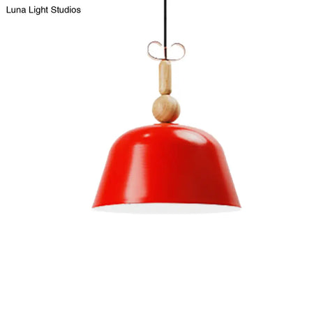 Nordic Single Head Pendant Lamp - Bright-Colored Metallic Ceiling Lighting In Blue/Pink/Red/Yellow