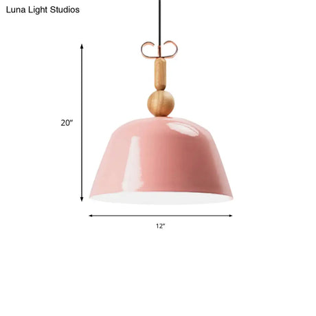 Nordic Single Head Pendant Lamp - Bright-Colored Metallic Ceiling Lighting In Blue/Pink/Red/Yellow