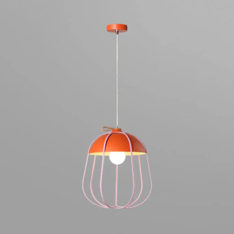 Nordic Single Pendant Light With Wire Guard In Black Blue Or Orange