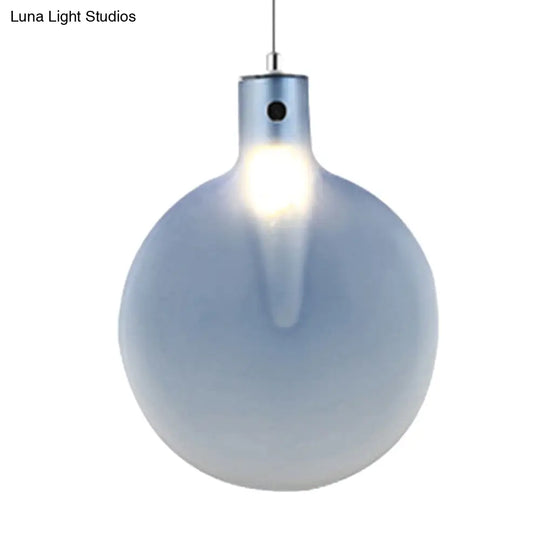 Nordic Glass Suspension Pendant - 1 Light Sliver Ball Hanging Ceiling In Brown/Green/Yellow For