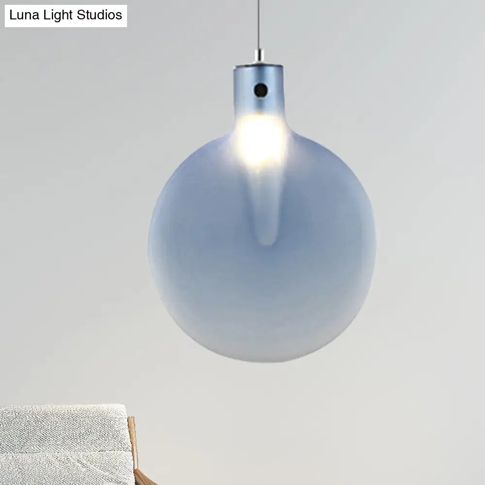 Nordic Glass Suspension Pendant - 1 Light Sliver Ball Hanging Ceiling In Brown/Green/Yellow For