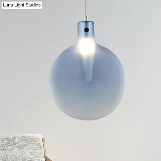 Nordic Glass Suspension Pendant - 1 Light Sliver Ball Hanging Ceiling In Brown/Green/Yellow For
