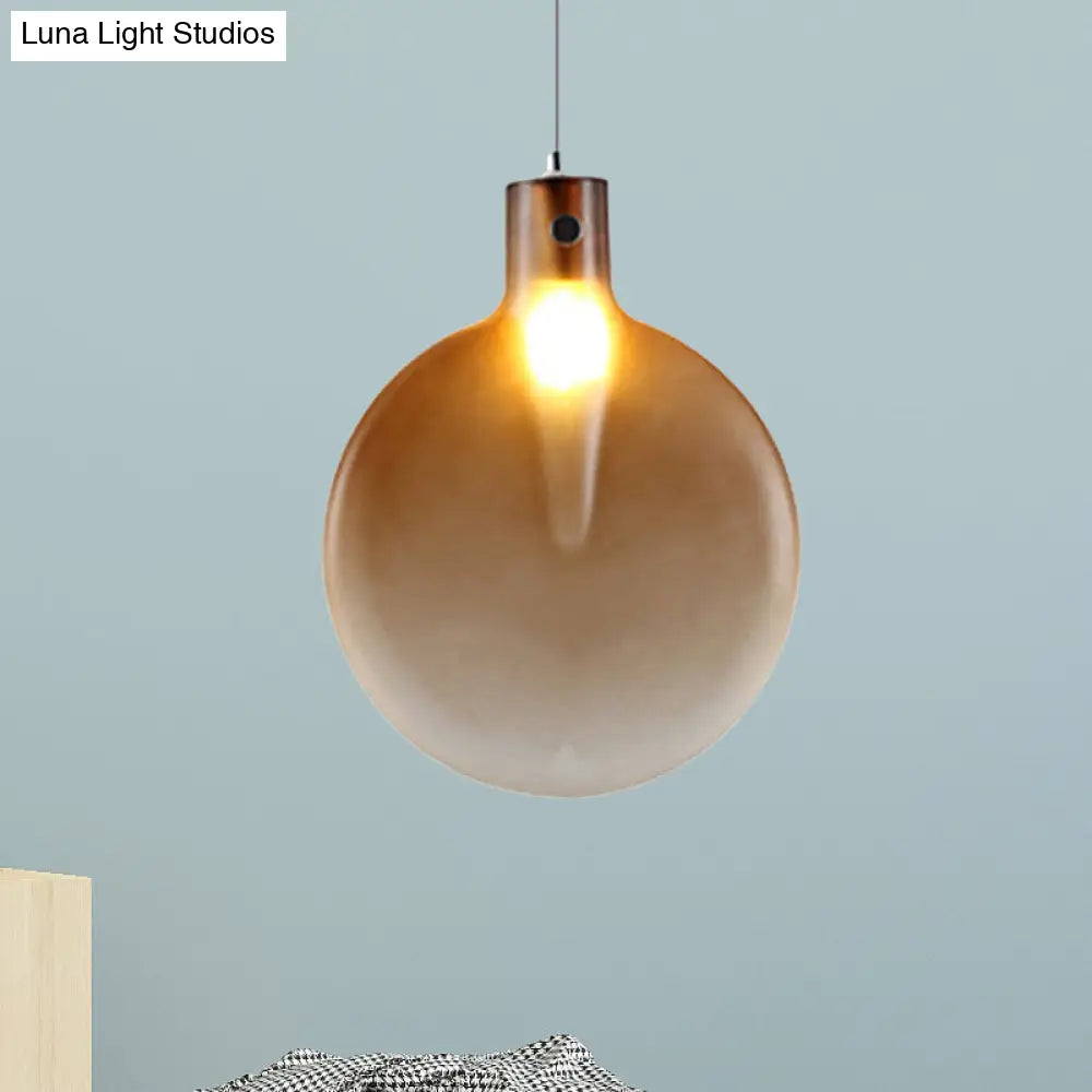 Nordic Sliver Ball Ceiling Light - 1 Brown/Green/Yellow Glass Pendant For Living Room