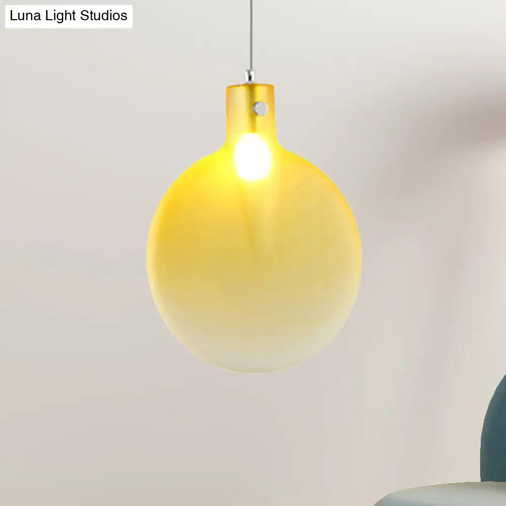 Nordic Sliver Ball Ceiling Light - 1 Brown/Green/Yellow Glass Pendant For Living Room