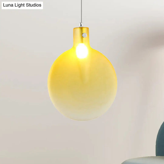 Nordic Sliver Ball Ceiling Light - 1 Brown/Green/Yellow Glass Pendant For Living Room