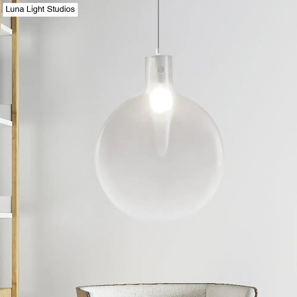 Nordic Glass Suspension Pendant - 1 Light Sliver Ball Hanging Ceiling In Brown/Green/Yellow For
