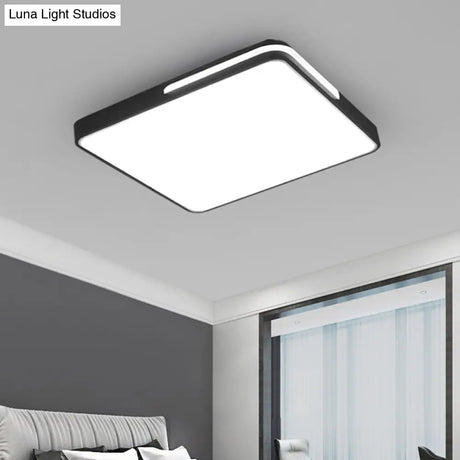 Nordic Square Flush Mount Led Ceiling Lamp For Bedroom - Acrylic Black