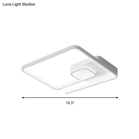 Nordic Squared Flush Lighting Slim Acrylic Led Ceiling Mount - 16.5’/20.5’ W White/Black