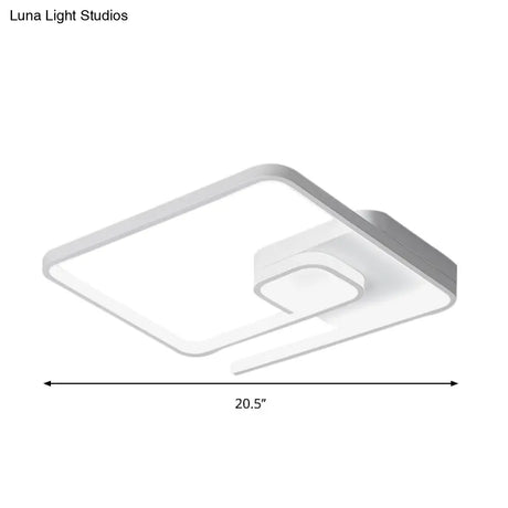 Nordic Squared Flush Lighting Slim Acrylic Led Ceiling Mount - 16.5’/20.5’ W White/Black