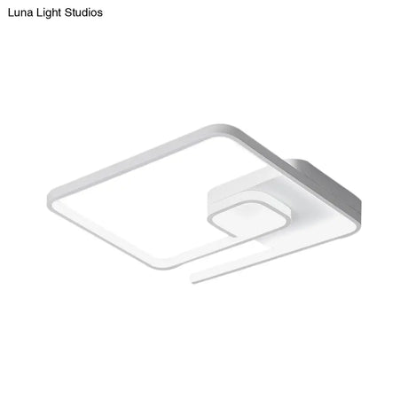Nordic Squared Flush Lighting Slim Acrylic Led Ceiling Mount - 16.5’/20.5’ W White/Black