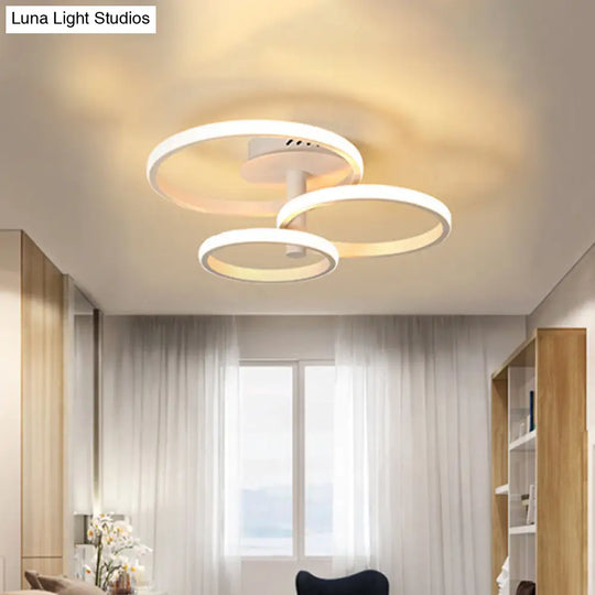 Nordic Stacked Ring Ceiling Light - Acrylic Brown/White Led 23.5’/19.5’ Wide Warm/White