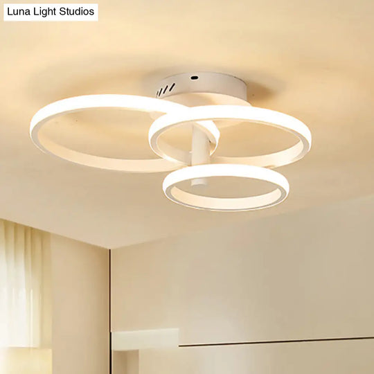 Nordic Stacked Ring Ceiling Light - Acrylic Brown/White Led 23.5/19.5 Wide Warm/White White / 19.5