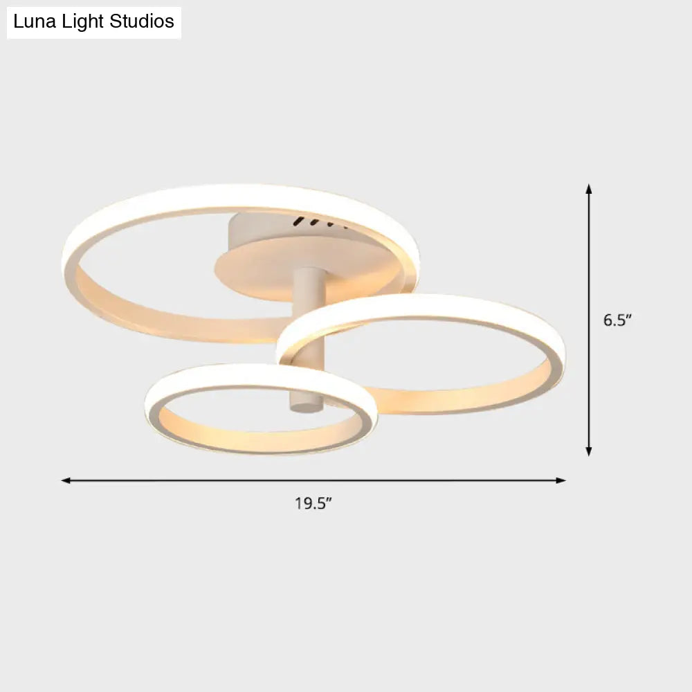 Nordic Stacked Ring Ceiling Light - Acrylic Brown/White Led 23.5’/19.5’ Wide Warm/White