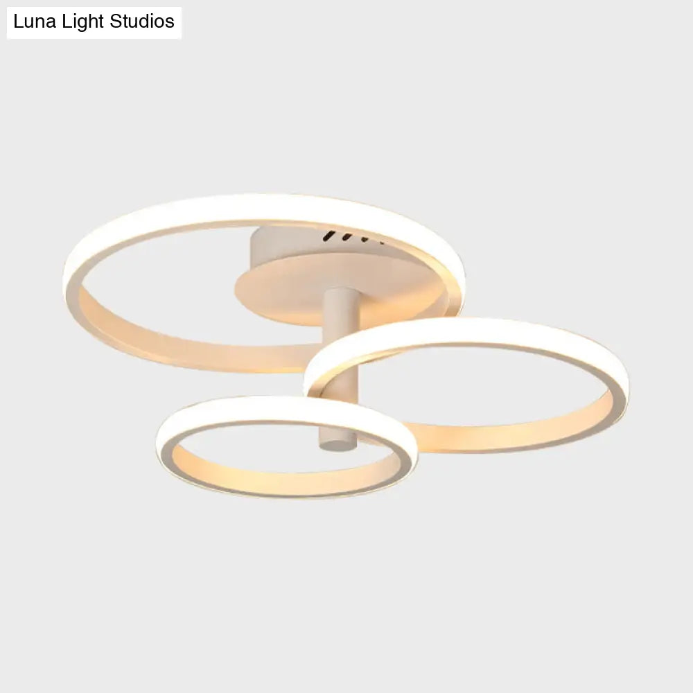 Nordic Stacked Ring Ceiling Light - Acrylic Brown/White Led 23.5’/19.5’ Wide Warm/White
