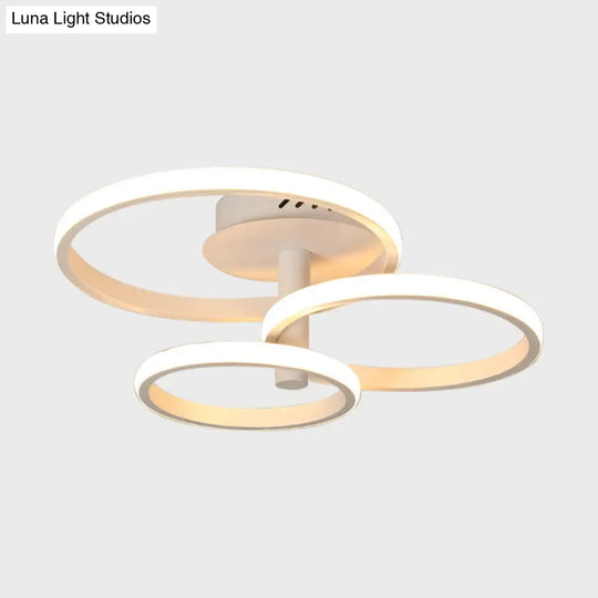 Nordic Stacked Ring Ceiling Light - Acrylic Brown/White Led 23.5’/19.5’ Wide Warm/White