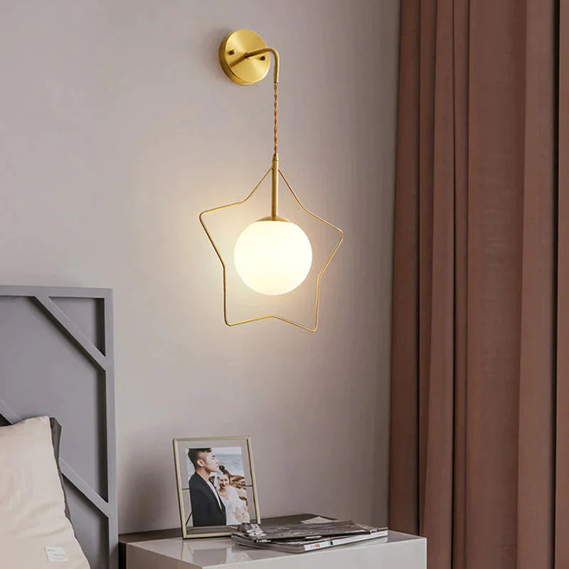 Nordic Star Wandleuchte Kupfer Schlafzimmer Nachttischlampe Moderne minimalistische Wohnzimmer Kupfer Wandleuchte