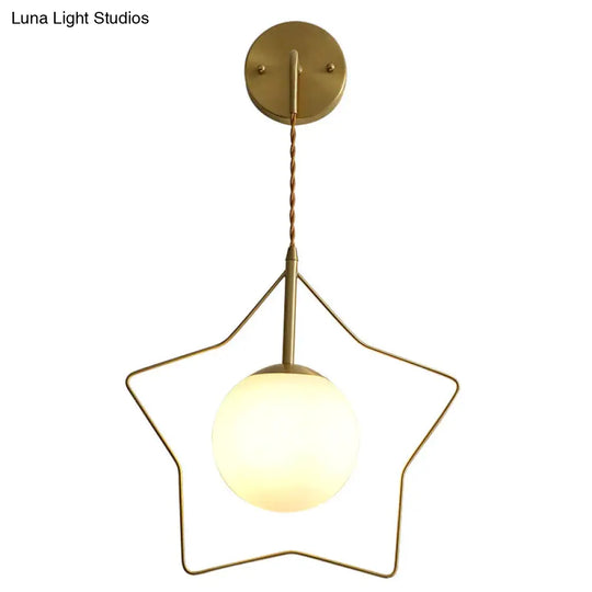 Nordic Star Wall Lamp Copper Bedroom Bedside Modern Minimalist Living Room Lamps