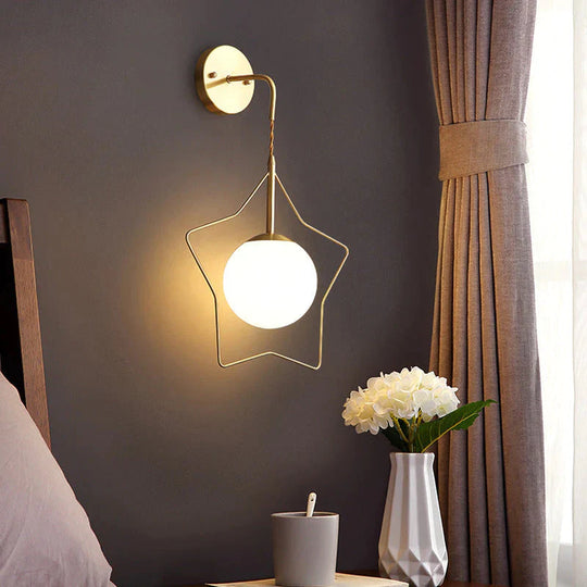 Nordic Star Wandleuchte Kupfer Schlafzimmer Nachttischlampe Moderne minimalistische Wohnzimmer Kupfer Wandleuchte