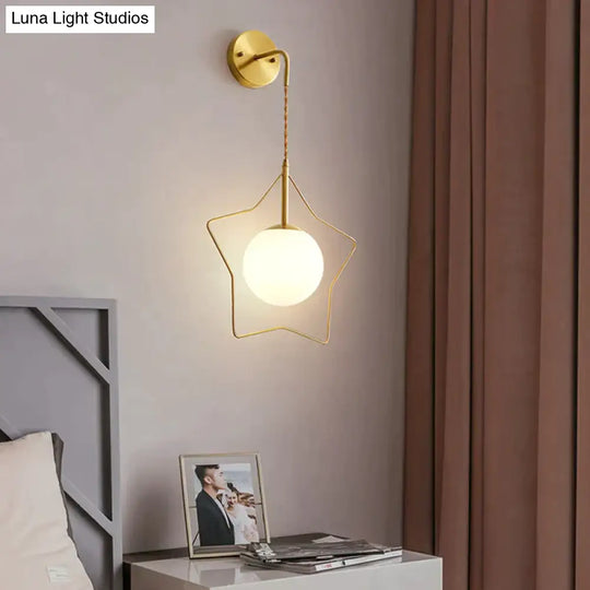 Nordic Star Wall Lamp Copper Bedroom Bedside Modern Minimalist Living Room Lamps