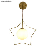 Nordic Star Wall Lamp Copper Bedroom Bedside Lamp Modern Minimalist Living Room Copper Wall Lamp Copper Wall Lamps