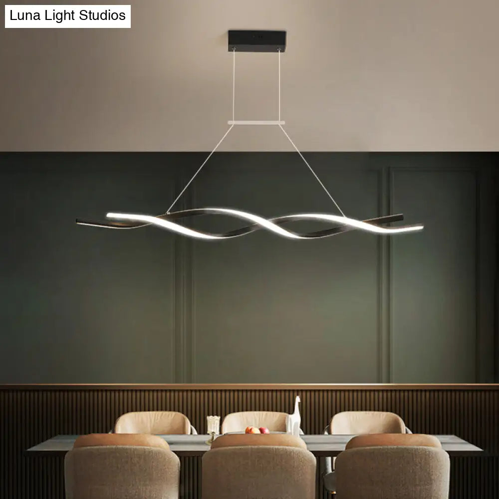 Nordic Style Acrylic Twisted Island Led Pendant Light Black Ceiling Fixture
