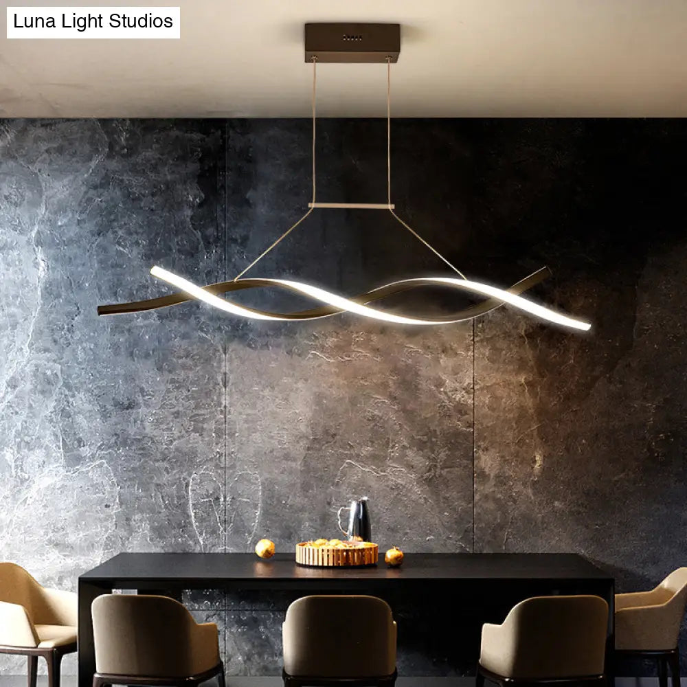 Nordic Style Acrylic Twisted Island Led Pendant Light Black Ceiling Fixture