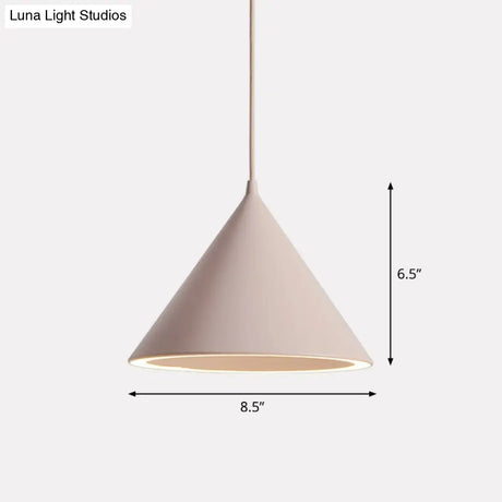 Nordic Style Aluminum Conic Pendant Light With Led For Dining Room Ceiling