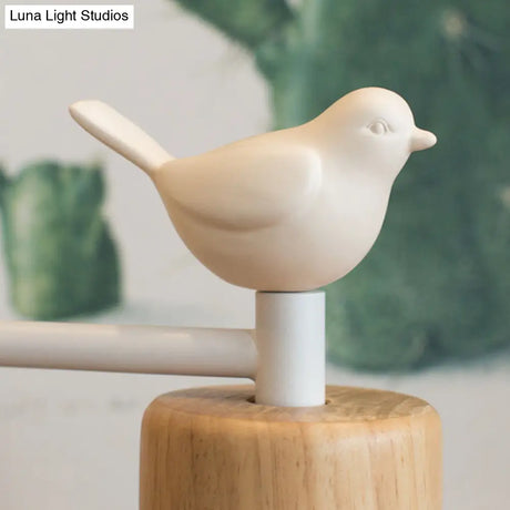 Nordic Style Bird Wall Sconce Light For Kids Bedroom Metal & Wood Design