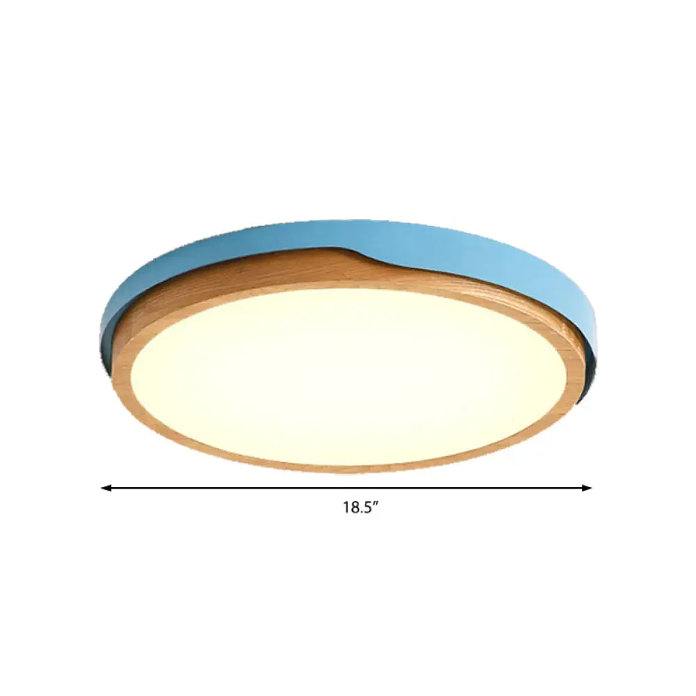 Nordic Style Blue/White Flush Mount Light For Bedroom Ceiling