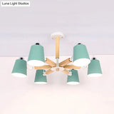 Nordic Style Chandelier Bucket Shade Hanging Light For Kids Bedroom - Metal & Wood