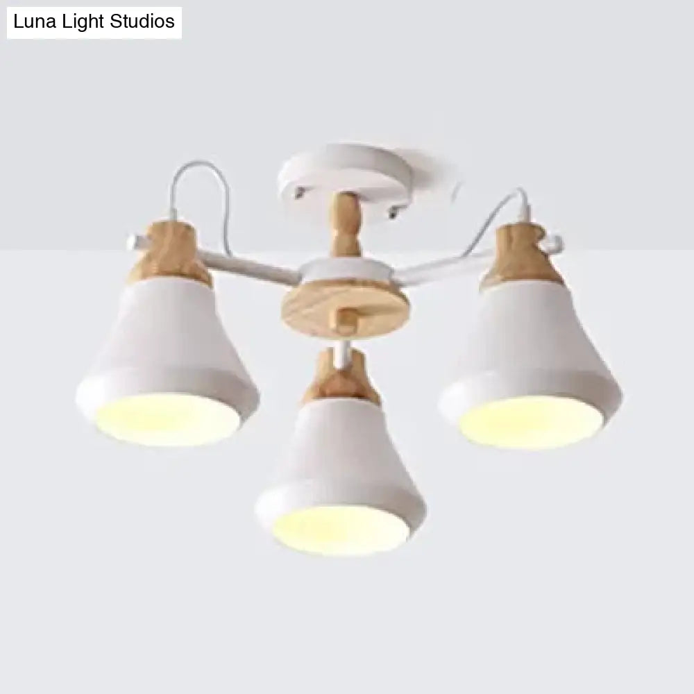 Nordic Style Child Bedroom Pendant Light With Metal Urn Shade - 3-Bulb Chandelier