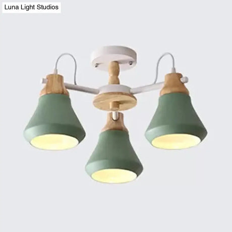 Nordic Style Child Bedroom Pendant Light With Metal Urn Shade - 3-Bulb Chandelier