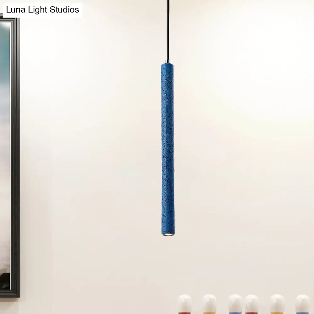 Nordic Style Concrete Pendant Light - 12’/21.5’H Tube 1 Black/White/Yellow Blue / 21.5’