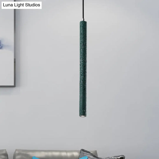 Nordic Style Concrete Pendant Light - 12’/21.5’H Tube 1 Black/White/Yellow Green / 21.5’