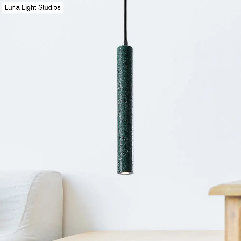 Nordic Style Concrete Pendant Light - 12’/21.5’H Tube 1 Black/White/Yellow Green / 12’